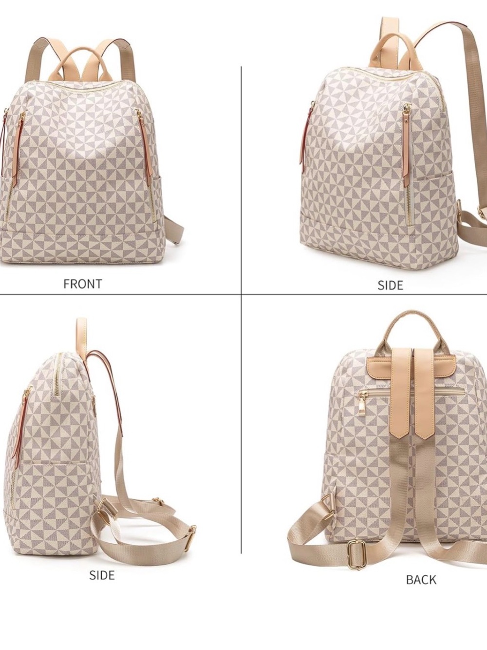 Geometric Print Cream Backpack - Picture 5 of 17